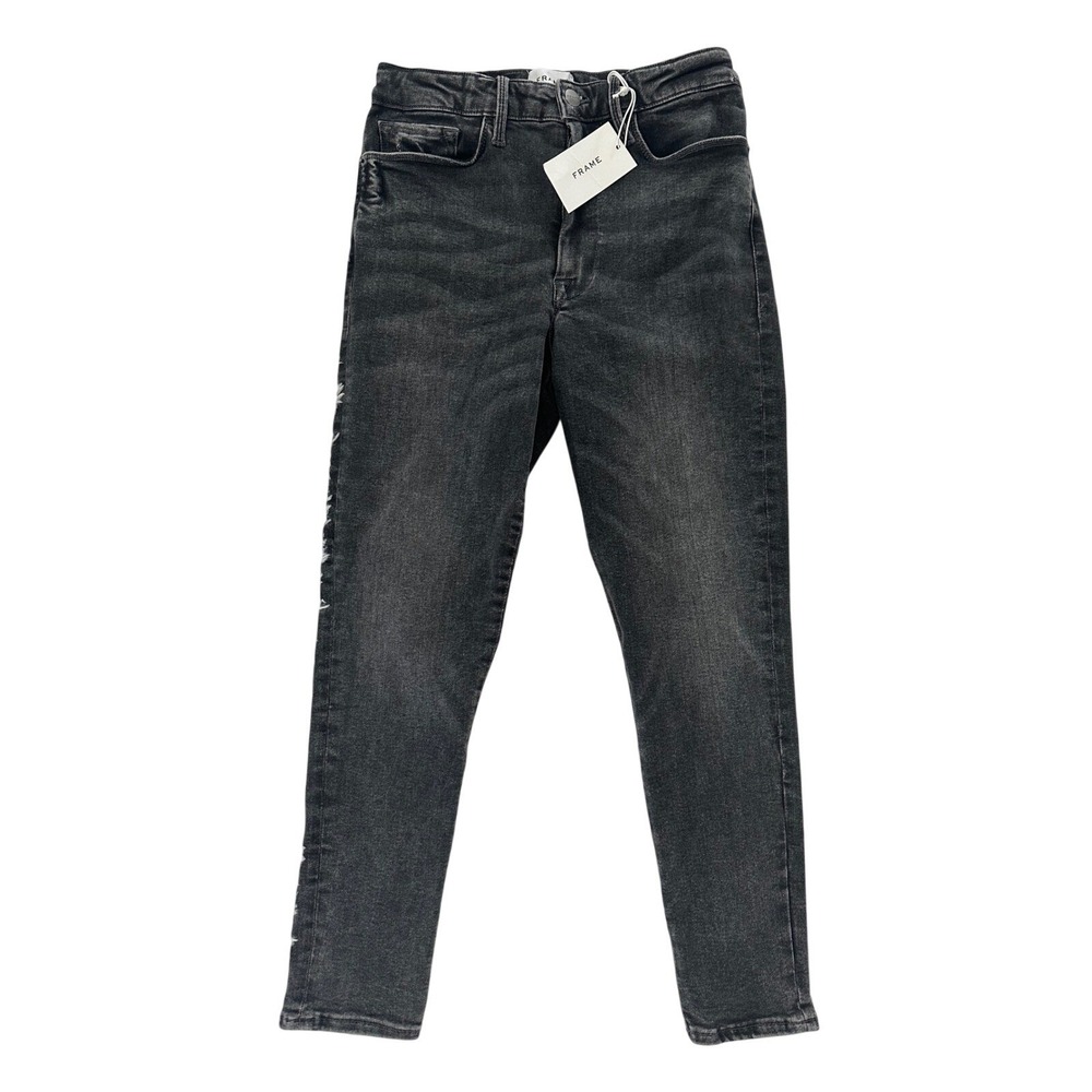 NWT‎ FRAME Le One Skinny Crop Jeans Hughes Black Size 2 30-34 LOSKC631